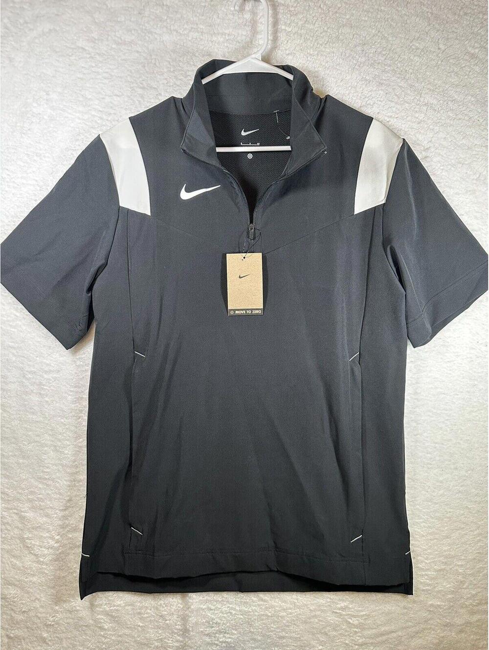 Nike Coach Performance Sideline Black Jacket Shirt Short Sleeve Mens Small